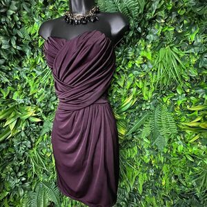 EXPRESS Women Dress‎ Medium Purple Mini Strapless Ruched Pleated Mini Party 1372